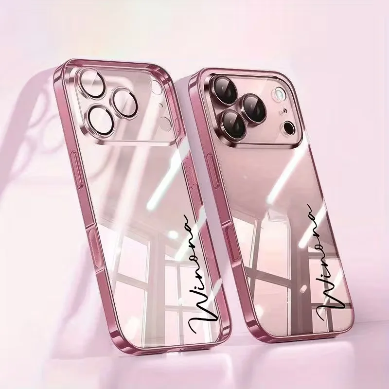 Personalized Customized Name Transparent TPU Luxury Plating Phone Case for thumbnail 1