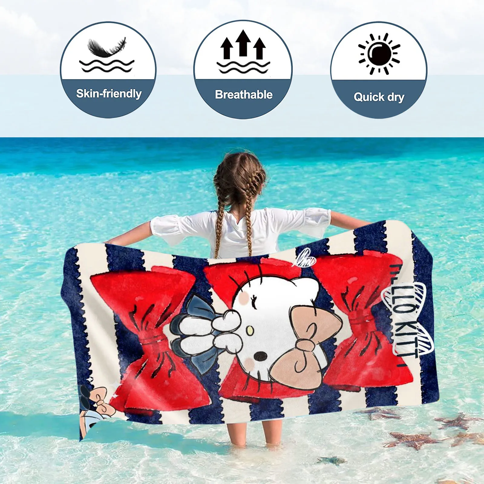 

Быстросохнущее Полотенце Hello Kitty, хлопковая Сауна для душа, 100% пляжные полотенца, дорожные полотенца из микрофибры для дома, милый Декор для комнаты