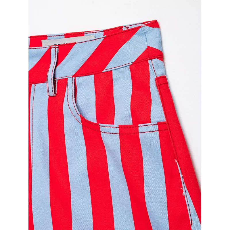 Women's Shorts Fashion Striped Casual Shorts Summer Women High Waist Shorts - 3