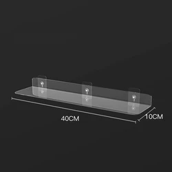 Clear Wall-Mounted Acrylic Storage Shelf - Thick Floating Display Organizer for Bathroom & Kitchen (20-50cm) (L 40cm x 10cm)