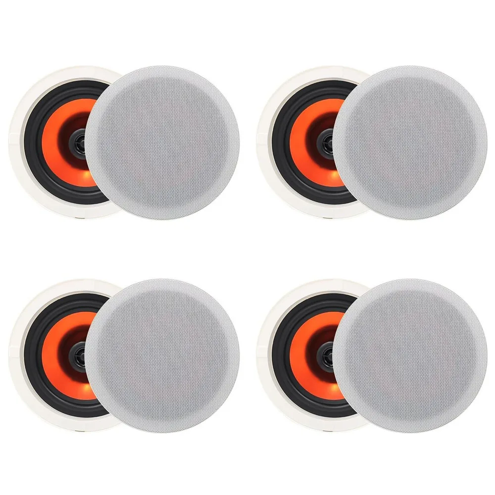 Herdio 6.5" 4 PCS Ceiling Speakers Home Recessed Speaker System Max Power 600 Watts For Kitchen Bedroom Bathroom Covered Patio