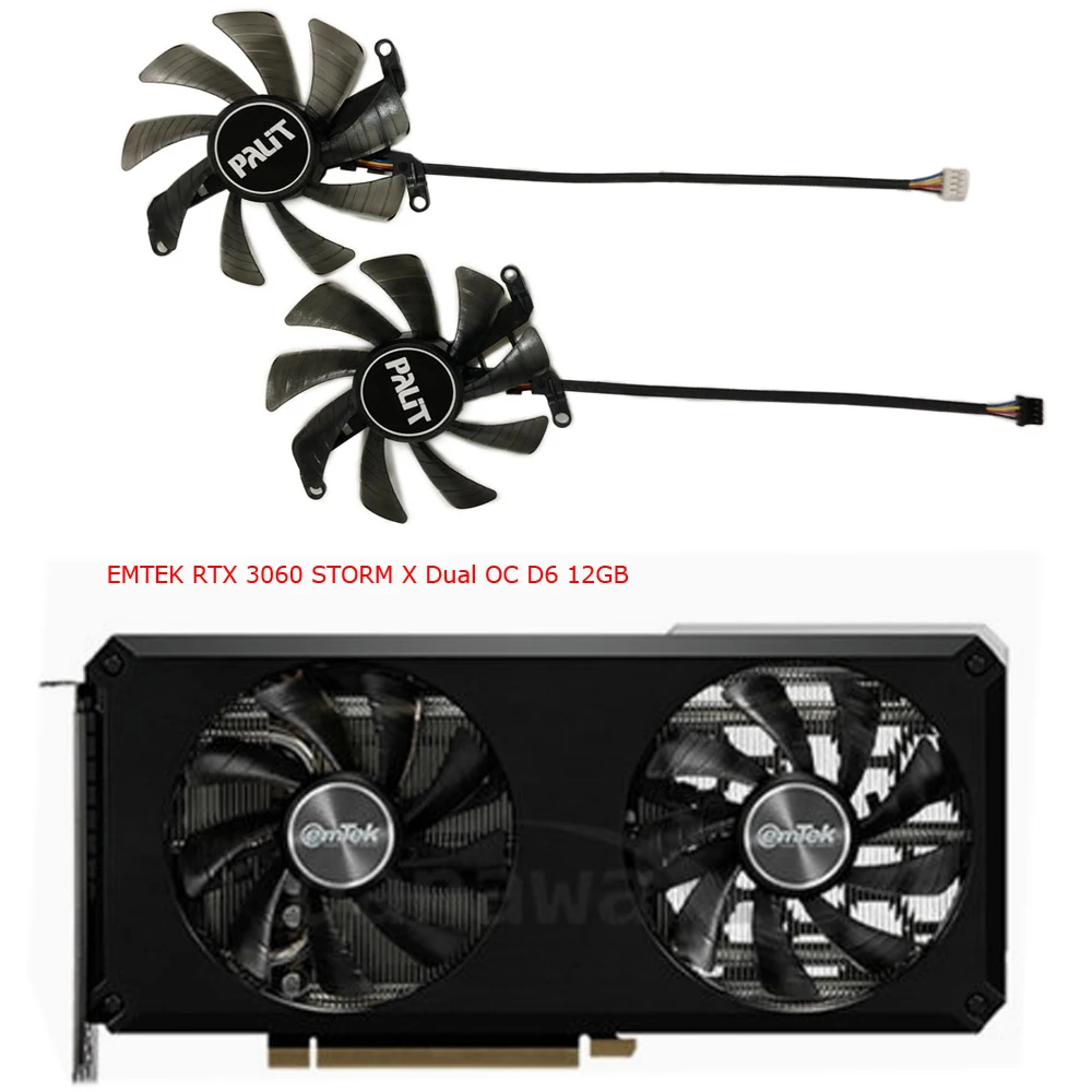 Setventilador Placa de Vídeoventilador de Placas Gráficaspara Rtx 3060tith9215s2h-paa01 Fy09015m12lpapara Palit Rtx 3060 Dual Ocpara Palit Rtx 3060ti Dual oc V1para Palit Rtx3050 Dual oc Peças - Imagem 3