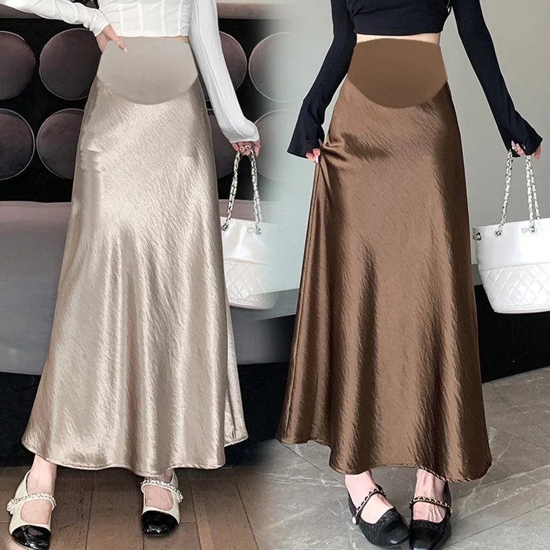 Spring Autumn Maternity Fishtail Skirts Solid Color High Waist Pregnant Woman A-line Belly Skirt Good Quality Party Clothes