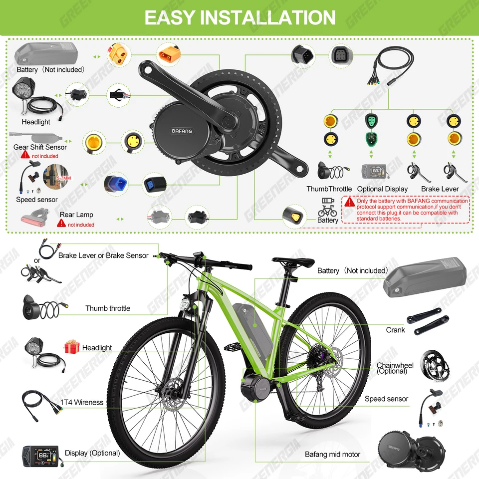 Bafang Bürstenlosen BBS01 BBS01B 36V 350W Mitte Motor E Bike Conversion Kit Mit