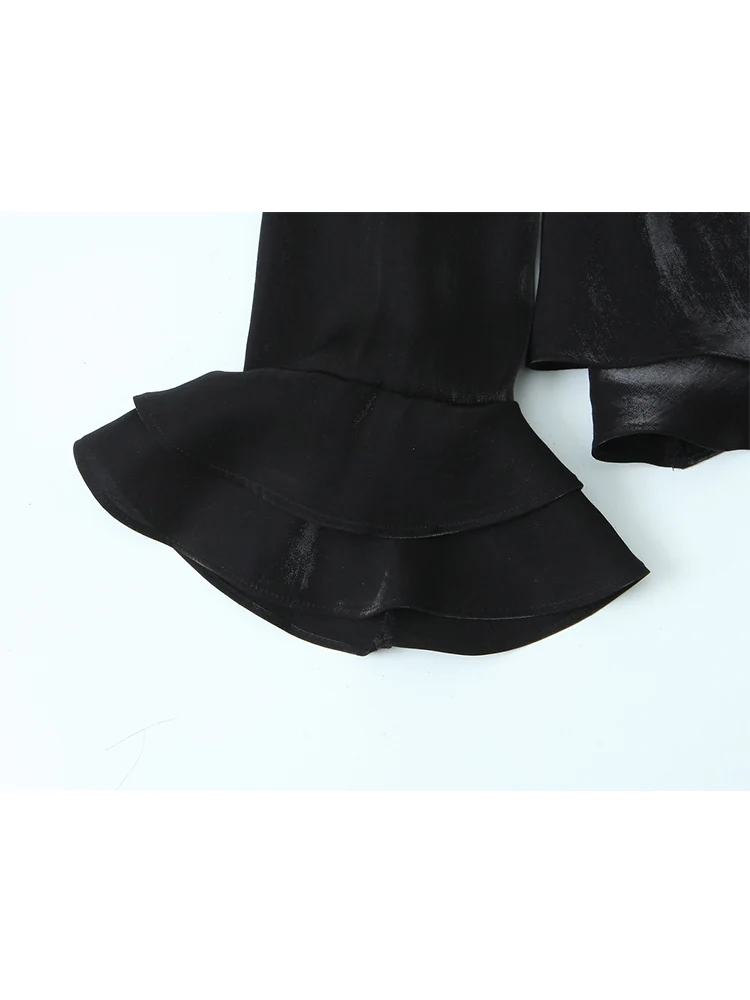 Women's Vintage Loose Blouse Long Sleeve Ruffles Tierred Shirts Solid Elegant Spring Autumn High Street Layered Blouses Lady New