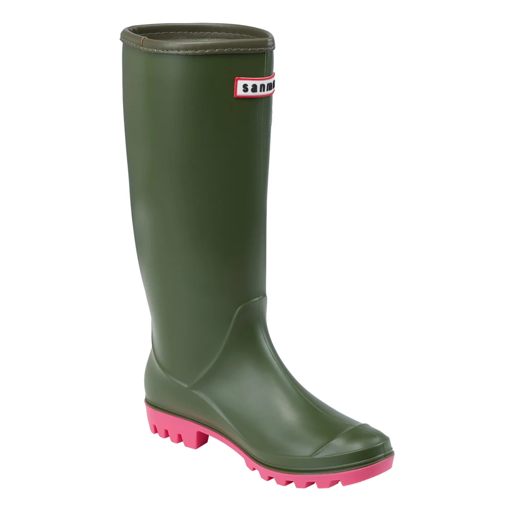Modishion women's new fashion high top non-slip waterproof rain boots commuting solid color rain boots