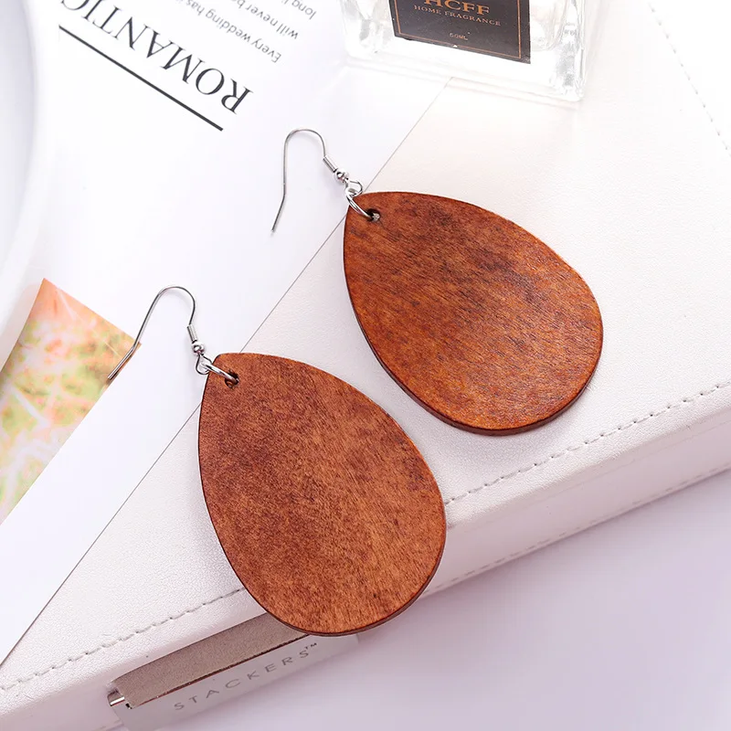 Модные корейские стильные женские деревянные серьги дизайнерские серьги ювелирные изделия орнамент подарок