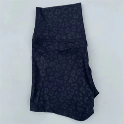Solid Color High Waist Women's Fitness Shorts - Squat-Proof and Versatile - S (Leopard)
