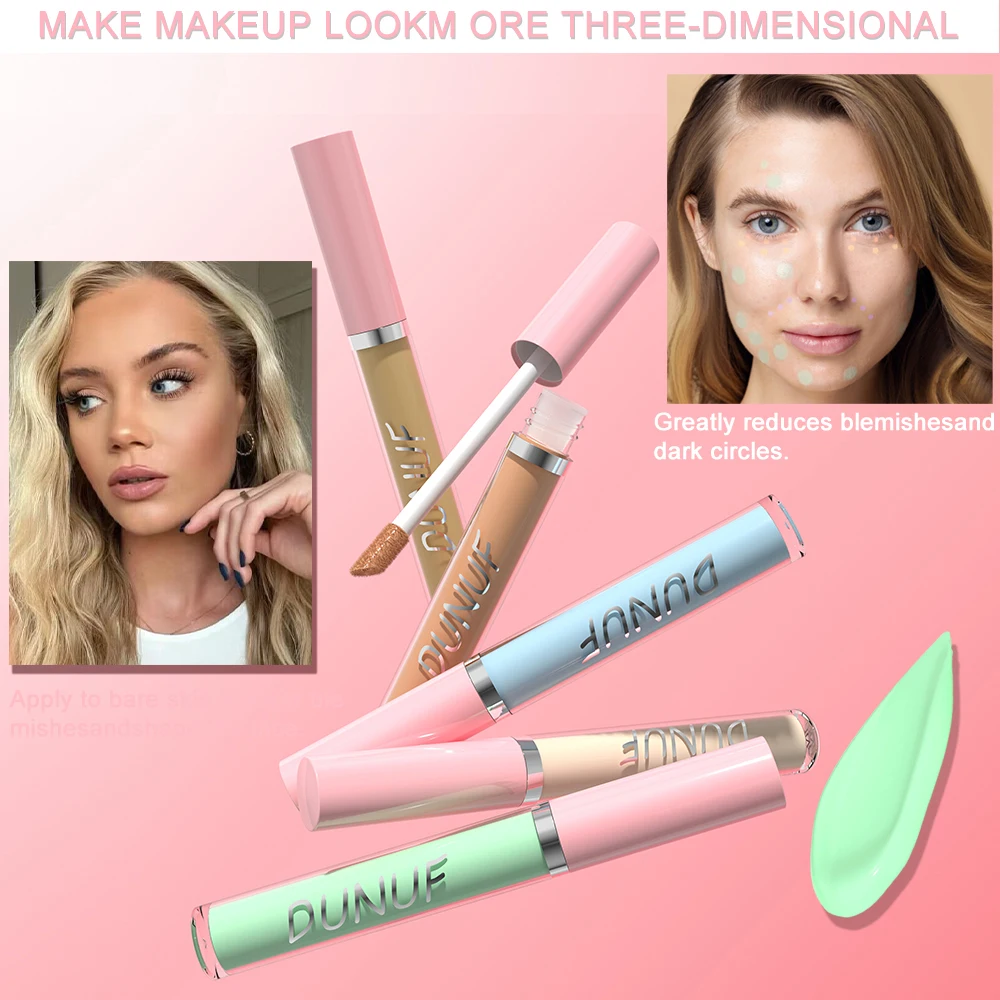 DUNUF Liquid Concealer Foundation Waterproof Cover Spot Acne Dark Circles Tinted Shades Concealer Even Skin Tone Face Makeup 5