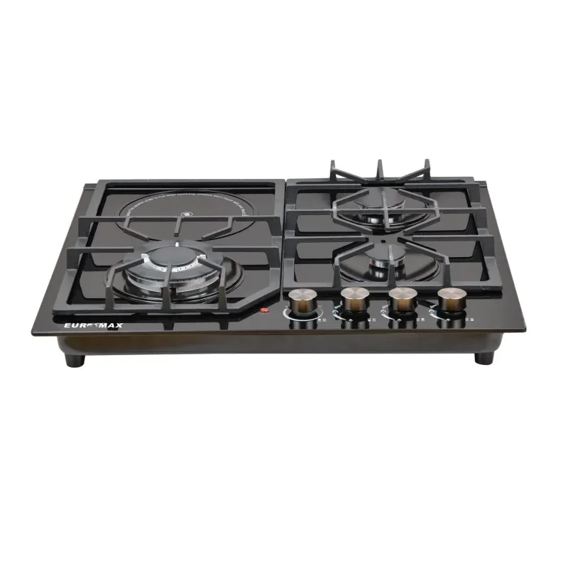 Factory ODM 3 Gas & 1 Electric Gas Cooker 4 Burners Built-In Glass Cooktops LPG/NG Gaz Stove Parts Cook Top Hobs