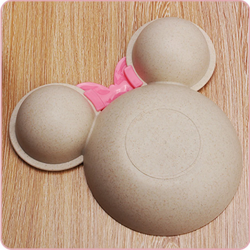 Baby Dishes Tableware Set Wheat Straw 3Pcs/set Cartoon Kids Dinner Plates Baby Feeding Plate Training Bowknot Bowl Spoon Fork baby tableware set