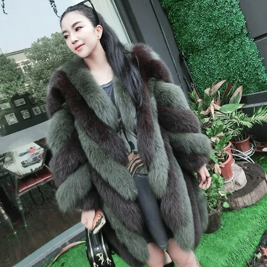 S-3XL fashion Winter New fashion brand Fake fox fur jacket women's