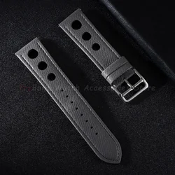 Breathable Leather Watch Strap with Stitching - Multiple Colors - 20mm (Grey)