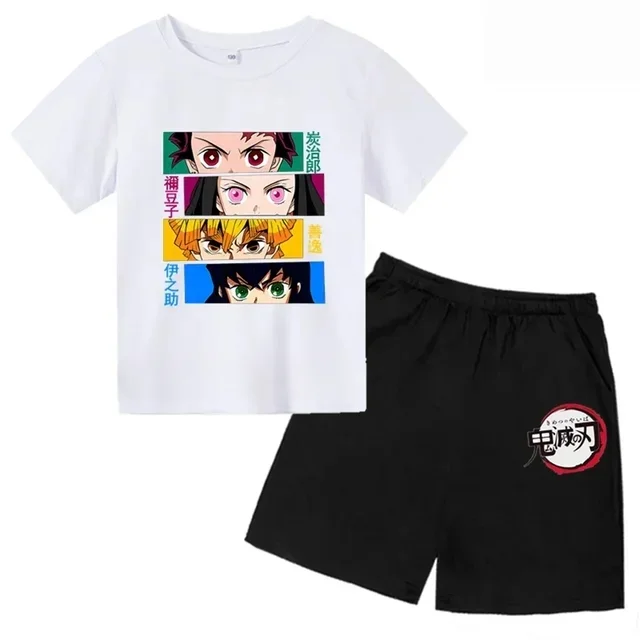 thumbnail image 1 of 2024 Verano Demon Slayer Camiseta estampada para niños 2 piezas Traje para niños y niñas Ropa de manga corta Top informal Conjunto de moda de anime, 1 of 5