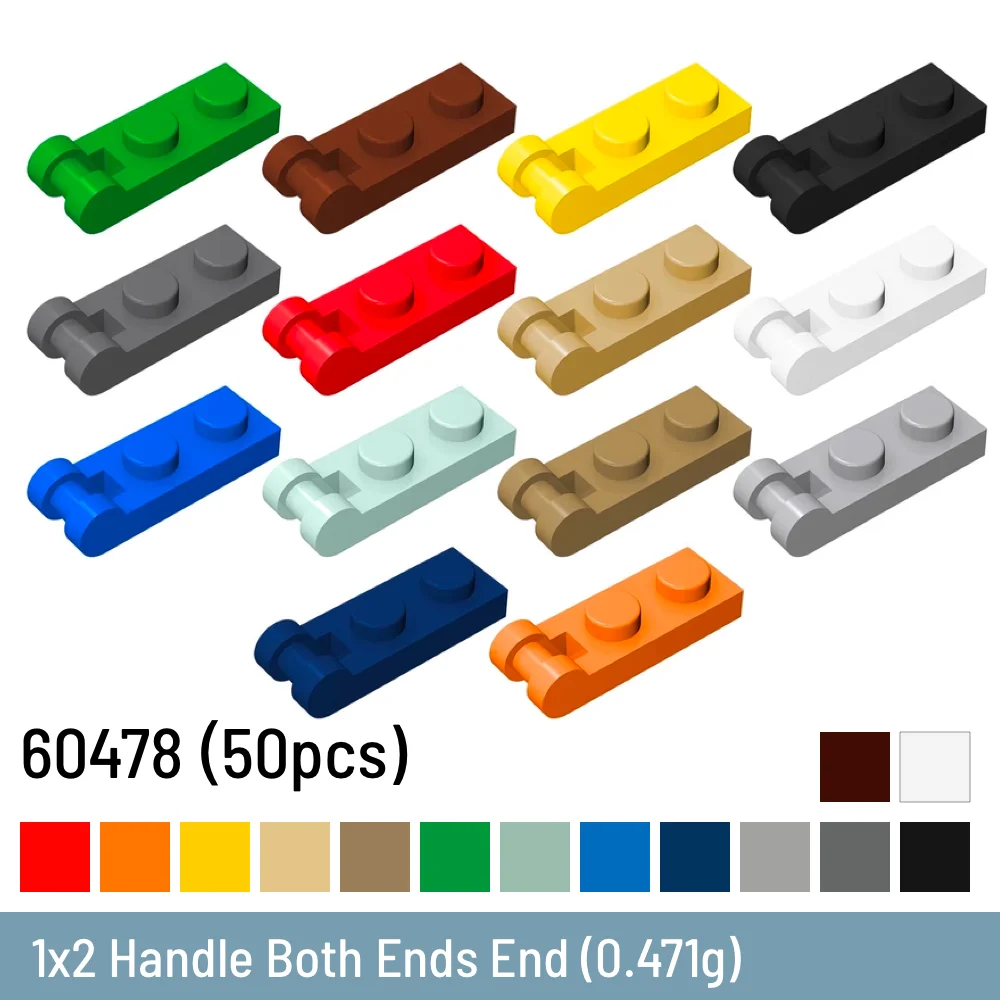 

50 Pcs / Lot DIY Building Blocks Size Compatible With 60478 Plastic 1x2 Handle Both Ends End Toys for Children