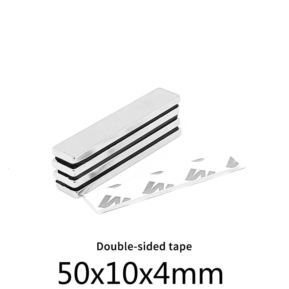 

2/5/10/15/20/30PCS 50x10x4mm Quadrate Search Magnet With 3M Tape 50*10*4 Block Strong Rare Earth Neodymium Magnet 50x10x4 N35