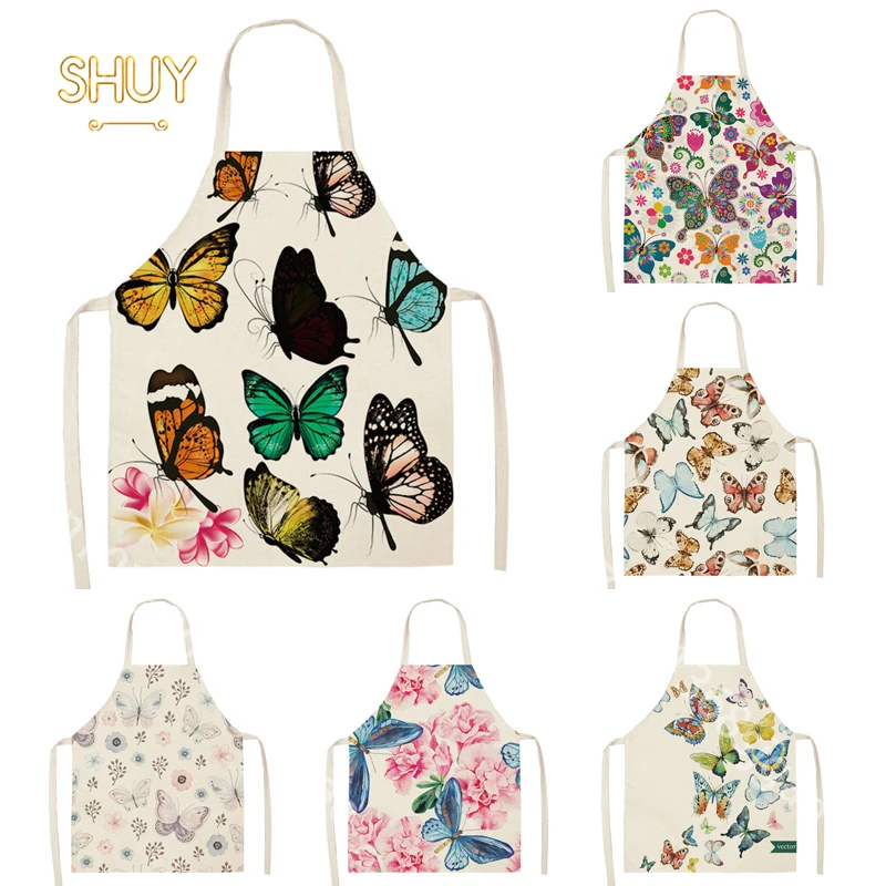 

Butterfly Series Apron for Women Household Cleaning Adults Bib Home Kitchen Baking Cooking Parent-child Kids Sleeveless Aprons