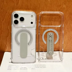 Premium Magnetic Clip - On Invisible Bracket Shock - Absorbing Phone Case - iPhone 15 (Grey)
