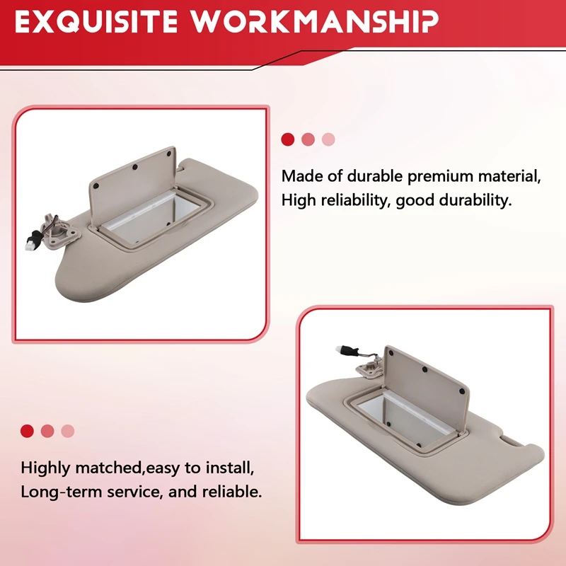 Beige Sun Visor For Nissan Altima 2013- With Vanity Mirror