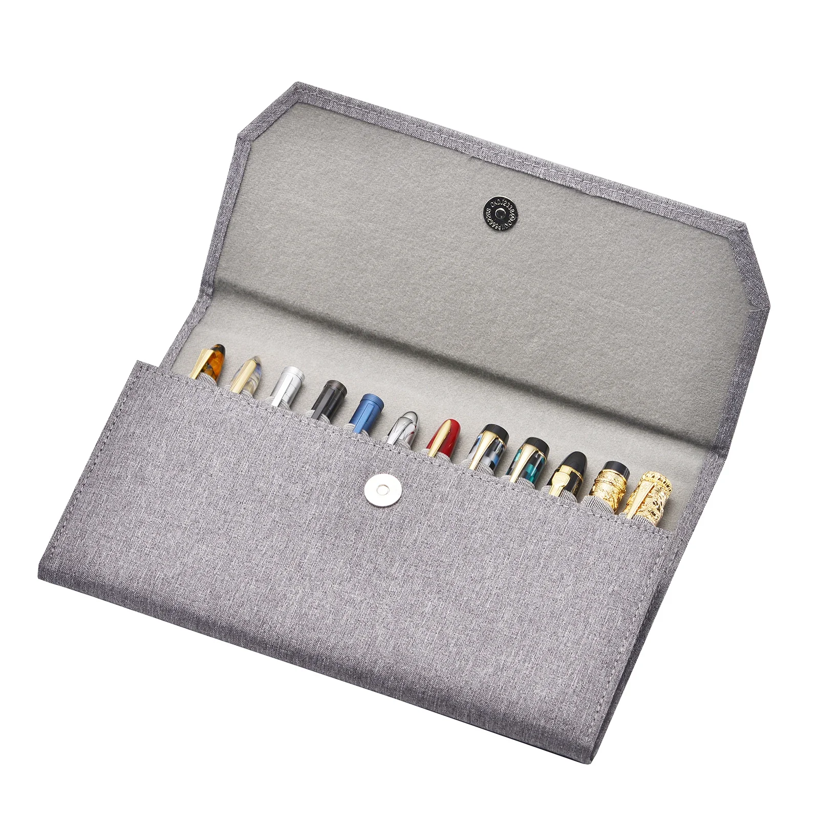 12 Slots Canvas Pen Case Pencil Bag for 12 Fountain Roller Ballpoint Pens Waterproof Pouch Bag Storage Office Business Style