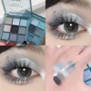 9 Colors Punk Smoky Blue Black Eyeshadow Makeup Pallete Matte Chocolate Brown Eye Shadow Palette Shimmer Shiny Eyeshadow Palette 4