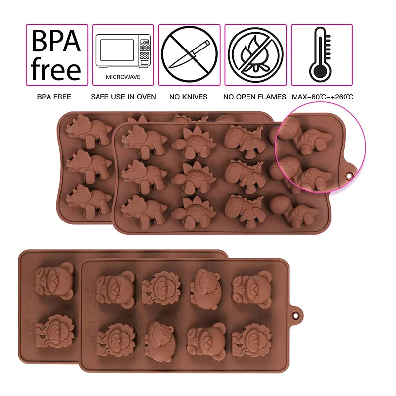 Silicone Chocolate Candy Molds, Non-stick Animal Gummy Molds, Jello Mold,  Silicone Baking Mold - BPA Free, Forest Theme with Different Animals