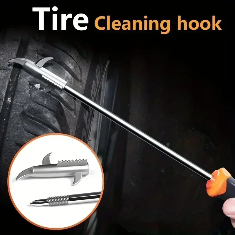 Car Tire Cleaning Hook, Hook and Buckle, Stone Digging Vehicle with Multifunctional Stone Ditch for Removing Stones Tool