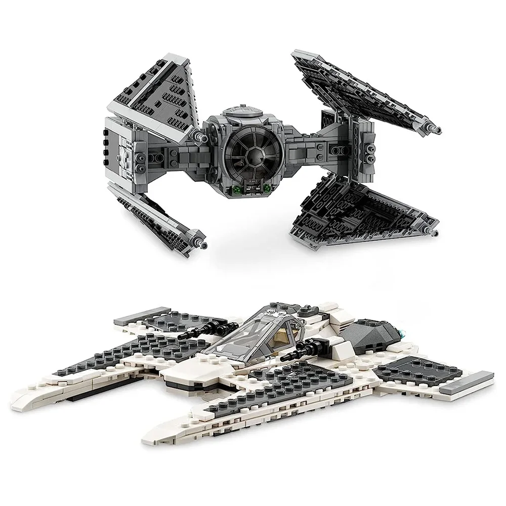 New Fighter Plane Model Toy, Fighter vs TIE Interceptor 75348 Building Blocks Set, Fans to Make and Display