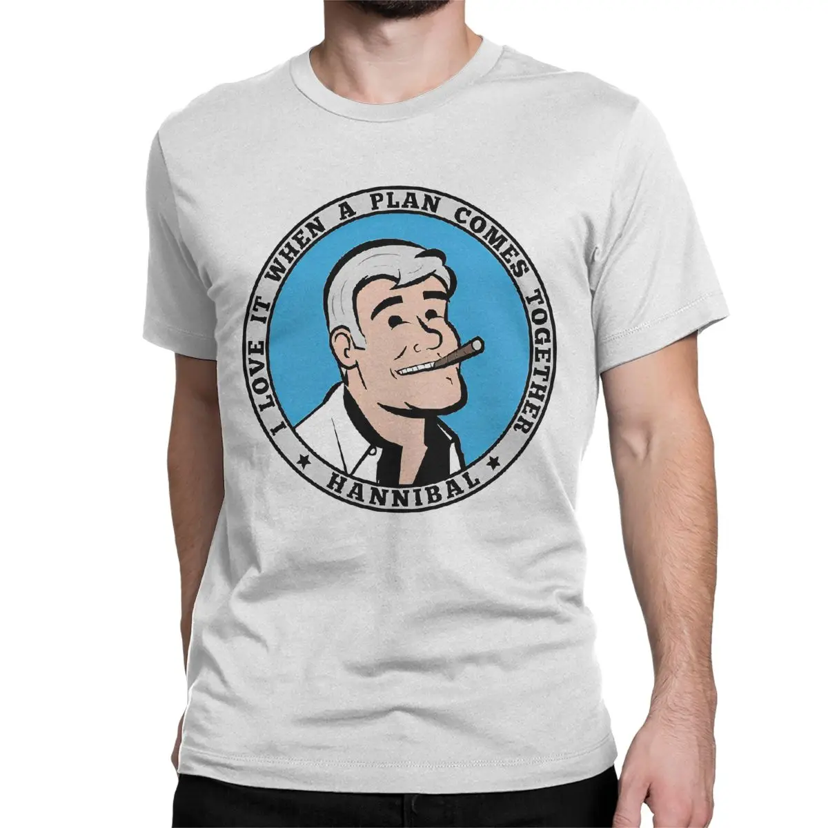 thumbnail image 1 of Camisetas para hombre y mujer de El Equipo A, Hannibal Smith, camisetas vintage de algodón, camisetas de manga corta, ropa de cuello redondo, 1 of 7