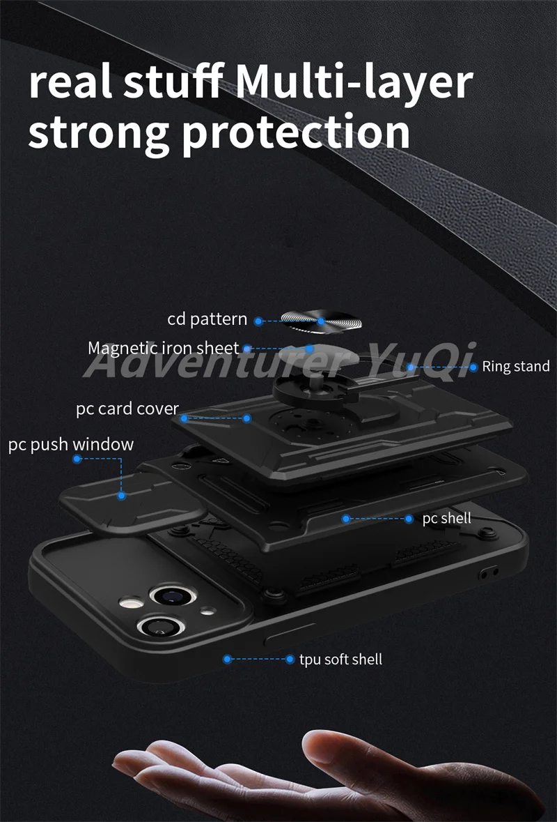 Shockproof Bumper Armor Case for iPhone 14 13 12 11 Pro Max Military-Grade Drop Protection Ring Kickstand Card pocket X XS XR cute iphone xr cases