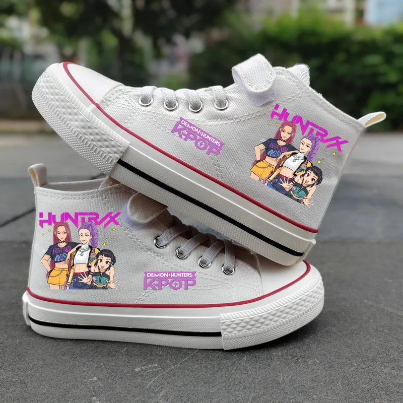 Scarpe da ginnastica per bambini Kpop Demon Hunters, scarpe alte in tela per ragazze, scarpe da studente, scarpe da tennis traspiranti per esterni, scarpe casual. - immagine 2