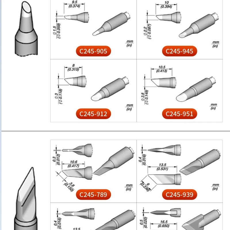 C245-938/939/943/944/945/951/957/966 Soldering Iron Tips for JBC SUGON AIFEN A9pro