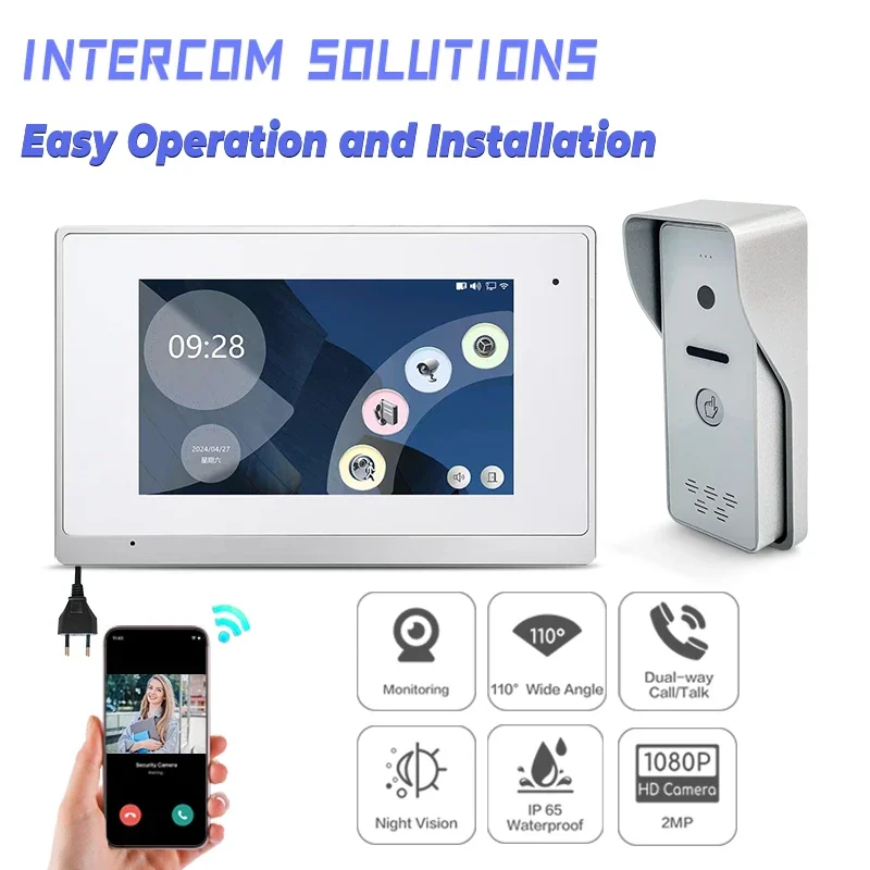 

Wholesale Hot Style alarm record snapshot Each indoor monitor can unlock 2 locks call recordsmart video phone wifi tuya poe door
