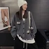 Preppy Style Knitted Cardigan Coat Women Clothing Sueter Mujer Fashion Korean Pull Femme Embroidery Panda Oversized Sweater Tops 1