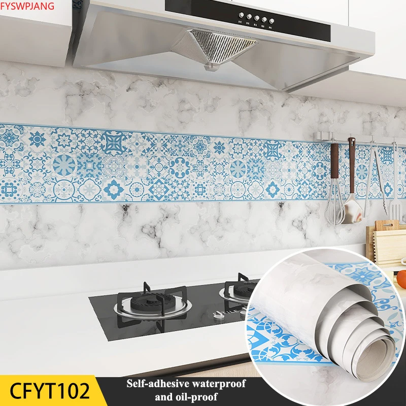 Kitchen Wall Stickers Oil-proof And Waterproof PVC Aluminum Foil Stove Top Cabinet Self-adhesive Wallpaper For Home Decoration