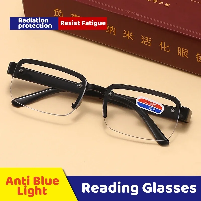 

Frameless Crystal High-definition Reading Glasses Square Anti Blue Light Presbyopic Eyeglasses Anti Fatigue Hyperopia Eyewear