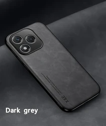 Luxury Leather Phone Case with Car Magnetic Protection for Honor 500 (Dark Gray)
