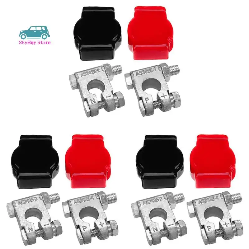 3X Battery Terminals(Heavy Duty) Battery Terminal Negative & Positive With Plastic Cover Made Of Lead Alloy Kit