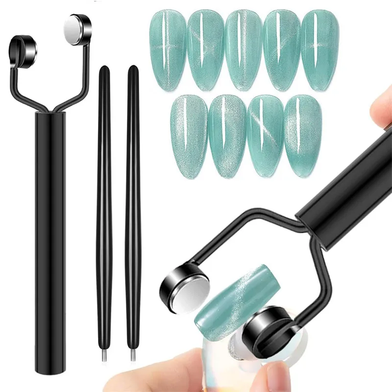 Y-shape Strong Stick Set for Nail Cat Eye Double Head UV Gel Polish Nail Art Tool Effect Manicure Magnet Pen Manicure Tools 3pcs