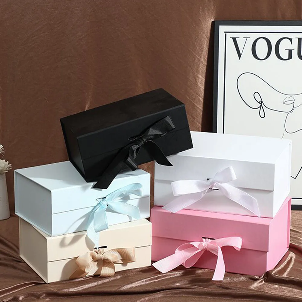 Customized Personalized Magnetic Flip Folding Ribbon Gift Box, Luxury Collapsible Cardb... - SKU MFFB1102 - UGI Packaging