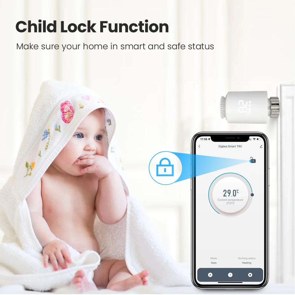 Tuya ZigBee TRV Thermostatic Radiator Valve,Radiator Programmable App Remote Tem
