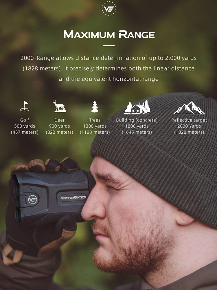 Vector Optics 6X21 Golf Laser Rangefinder 2000 Yards Telescope Speed Tester Laser Range Finder Digital Hunting Measuremen