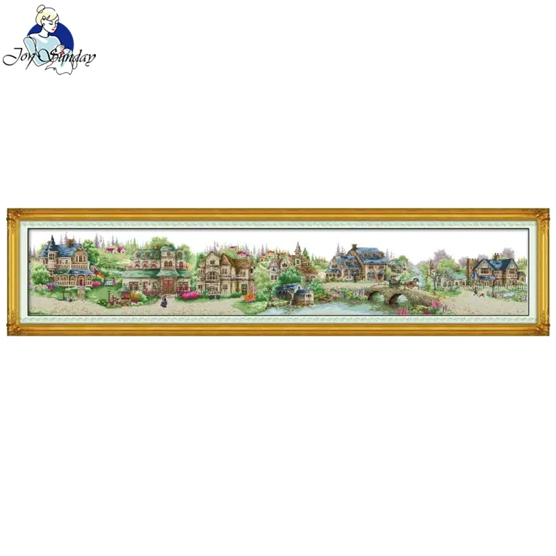 European Town Pattern Cross Stitch Kits Stamped Counted Canvas Aida 16CT 14CT 11CT DIY Embroidery Needlework Hand Decoration Set cross stitch kit