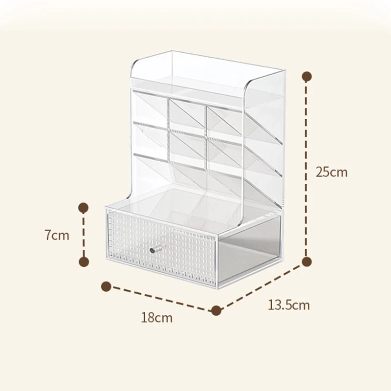 Clear Desk Organizer, Desk Accessories Holder with Drawers,Makeup Brush Storage Organizer for Office School Home Supplies 5