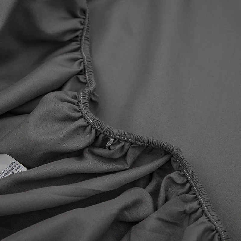 Solid Color Bed Sheet with Elastic Plain Dark Gray Fitted Bed Sheets Single/Queen/King Bed Linen sabanas cama matrimonial Sheets 5