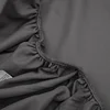 Solid Color Bed Sheet with Elastic Plain Dark Gray Fitted Bed Sheets Single/Queen/King Bed Linen sabanas cama matrimonial Sheets 5