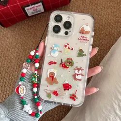 Festive Snowman Design Phone Case with Christmas Lanyard Cover - iPhone 15 Plus (1)