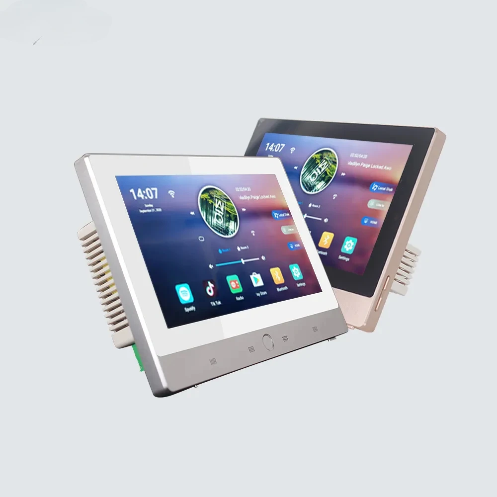 

7-дюймовый усилитель Wi-Fi Blue-tooth, 8 каналов, 20 Вт, музыкальная панель голосового управления TUYA, Android 8,1, сенсорный экран, управление умным домом, хостом