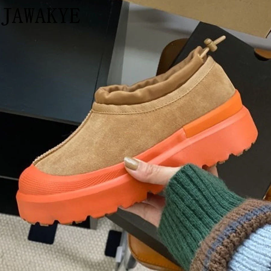 

Korean Style Ladies Platform Loafers Thick Sole Flat Shoes Men & Women's Elastic Belt Leather Boat Shoes Brand Couple Shoes