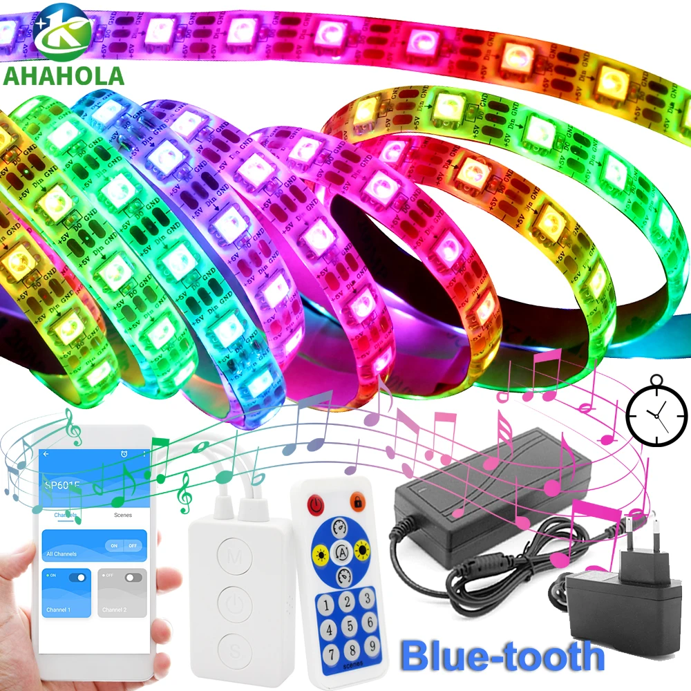 Ws2812b Led Strip Lights Rgb 5050 Bluetooth Music 5v Ws2812 Fita De Led Light Strip Waterproof Rgb Led Lights for Bedroom Stripe